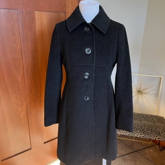 Anne Klein Jackets & Blazers - Anne Klein Lambswool/Cashmere Blend (soft) Black 4 Button Collared Coat Size 2P